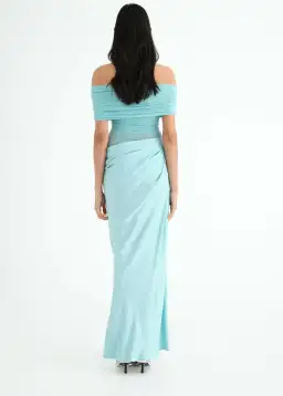 BENNI Nico Off Shoulder Maxi Dress Aquamarine Size 6  for rent on The Volte - image 3