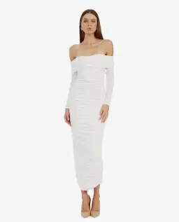 Bardot Arkie Knit Maxi Dress Ivory Size AU 8