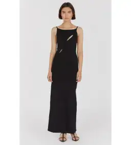 Dissh Cora Black Knit Maxi Dress Black Size AU 12