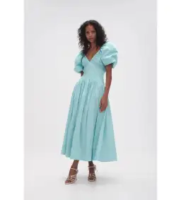 Aje Gabrielle Plunge Midi Dress Spearmint Blue Size AU 14