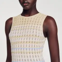 Sandro Pointelle Knit Dress in Blue Ombre Size AU 8 for rent on The Volte - image 5