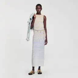 Sandro Pointelle Knit Dress in Blue Ombre Size AU 8 for rent on The Volte - image 4