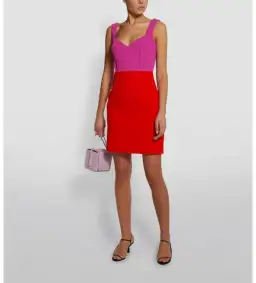 Emilia Wickstead Jude Two-tone Crepe Mini Dress Magenta/Bright Orange Size AU 10