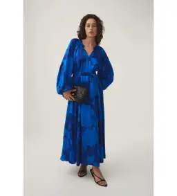 Aje Knowing  Belted Smocked Midi Dress Electric Rose Size AU 12 