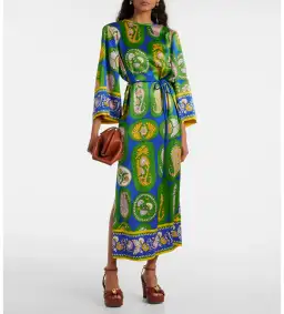 Alémais Gina Silk Midi Dress Print Size AU 14