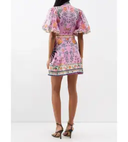 Zimmermann Ginger Buttoned Mini Dress Pink Multi Size 4 /  AU 16 for rent on The Volte - image 3