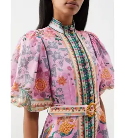 Zimmermann Ginger Buttoned Mini Dress Pink Multi Size 4 /  AU 16 for rent on The Volte - image 2