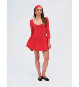 For Love and Lemons Pointelle Mini Dress Red Size S / AU 8 