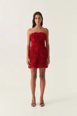 Aje Gazer Rosette Mini Dress Scarlet Red Size 6 for rent on The Volte - image 2