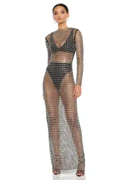 Nookie Fame Long Sleeve Gown Silver Size XS / AU 6