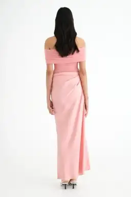 BENNI Nico Off Shoulder Maxi Dress in Candy Floss Pink Size AU 8 for rent on The Volte - image 3