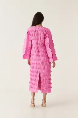 Aje Palladium Ruffled Midi Dress Pink  Size 10 for rent on The Volte - image 4