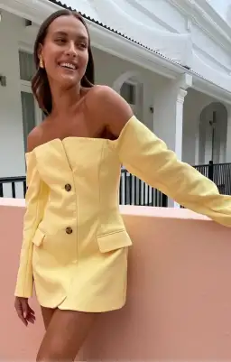 Sir The Label Sandrine Tailored Mini Dress in Limone Size 2 / 10 for rent on The Volte - image 3