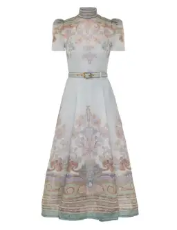 Zimmermann Eden Belted Midi Dress in Blue Paisley Size 0 / AU 8  for rent on The Volte - image 3