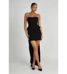 Meshki Meredith Bow Mini Dress Black Size AU 8