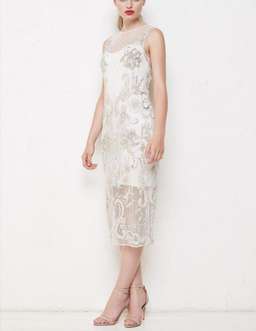Allanah Hill lace white heavily sequinned detailed runway dress for rent on The Volte - image 1