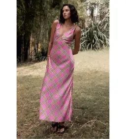 Steele Eadie Dress Pink Check Size AU 10