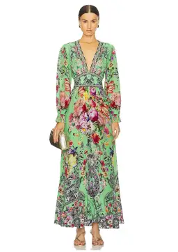 Camilla Button Maxi Dress with Shaped Waistband Porcelain Dream Size S / AU 10