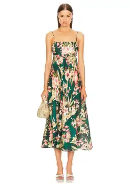 Zimmermann Lexi Midi Dress in Green Palm Size 0 / AU 8 for rent on The Volte - image 1