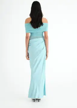 Benni Nico Off-Shoulder Maxi Dress in Blue Size XS / AU 6 for rent on The Volte - image 2