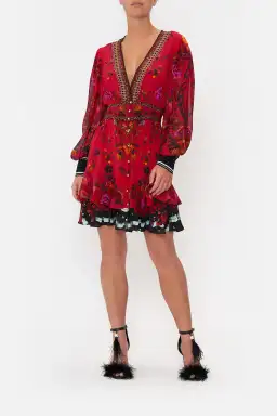 Camilla Button Front Frill Mini Dress View From The Veil Size S / AU 10