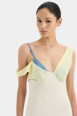 Sir The Label Thames Splice Midi Dress in Ecru Multi Size 1 / AU 8 for rent on The Volte - image 2