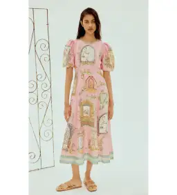 Alémais Monte Midi Dress Pink Size 14