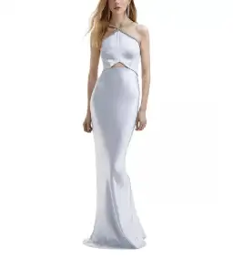 Self-Portrait Satin Diamante Halter Gown in Blue Size AU 8 for rent on The Volte - image 1