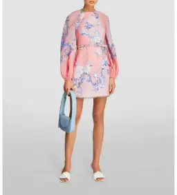 Zimmermann Postcard Mini Dress Swirl Floral Coral Size 2 / AU 12 for rent on The Volte - image 1