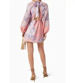 Zimmermann Postcard Mini Dress Swirl Floral Coral Size 2 / AU 12 for rent on The Volte - image 2