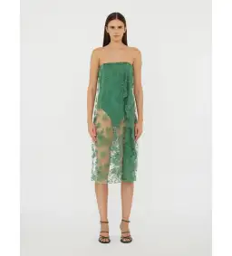 Christopher Esber Floating Lace Strapless Dress Evergreen Size AU 8 for rent on The Volte - image 1