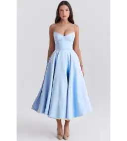House of CB Mademoiselle Tulle Midi Dress Cinderella Blue Size M / AU 10