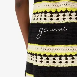 Ganni Striped Crochet Knit Slip Mini Dress Multi Size S / AU 8 for rent on The Volte - image 4