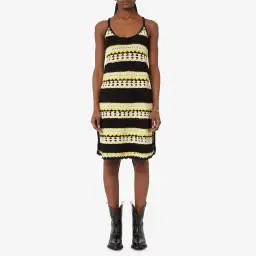 Ganni Striped Crochet Knit Slip Mini Dress Multi Size S / AU 8 for rent on The Volte - image 2