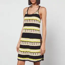 Ganni Striped Crochet Knit Slip Mini Dress Multi Size S / AU 8 for rent on The Volte - image 6