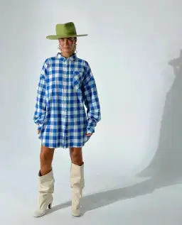 La Bohème Girls Clyde Oversized Shirtdress Blue One Size for rent on The Volte - image 3