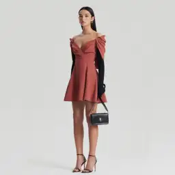 Scanlan Theodore Cape Sleeve Mini Dress Sepia Size 8