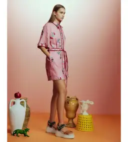 Alemais Timmy Embroidered Mini Dress Pink Size AU 10 for rent on The Volte - image 2