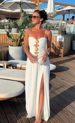 Rebecca Vallance Guinevere Cut Out Slip Gown Ivory Size 14