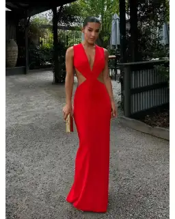 Effie Kats Valencia Gown in Cherry Red Size S / AU 8 for rent on The Volte - image 1