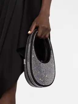 Coperni Crystal Embellished Mini Swipe Bag Black