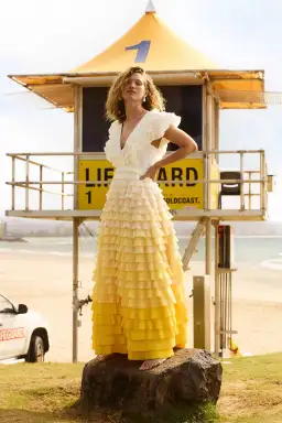 Aje Reflection Ombre Gown in Ivory/Acacia Yellow Size AU 14