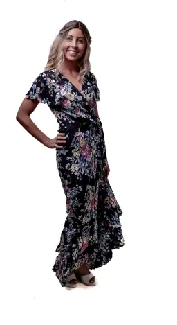 Auguste The Label Beach House Frill Wrap Dress in Bambi Bloom Black Size AU 8  for rent on The Volte - image 7