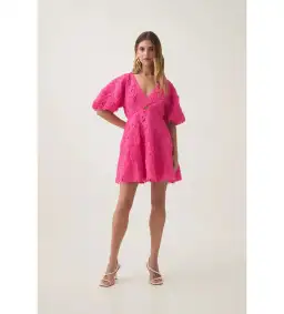 Aje Florential Mini Swing Dress Azalea Pink Size AU 12