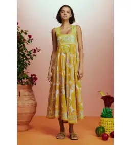 Alemais Diana Summer Dress Yellow Floral Size AU 10 for rent on The Volte - image 1