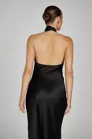 Meshki Laura Halter Satin Gown Black Size S/Au 8  for rent on The Volte - image 2