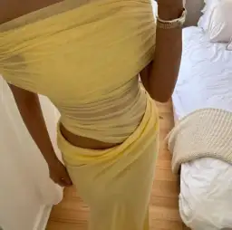 BENNI. Nico Off Shoulder Maxi Dress Butter Size S/AU 8 for rent on The Volte - image 4