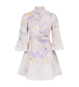 Zimmermann The Crush Buttoned Mini Dress in Lilac Floral Size 1/Au 10  for rent on The Volte - image 2