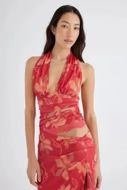 Benni Penelope Halter Maxi Dress Hibiscus Floral Size 6 for rent on The Volte - image 2