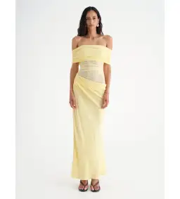Benni Nico Off Shoulder Maxi Dress Yellow Size 6 for rent on The Volte - image 1
